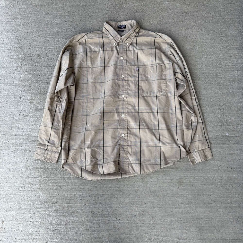 vintage polo jeans co ralph lauren men's 90's long sleeve button up shirt size L
